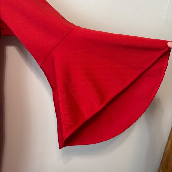 Eloquii Red Bell Sleeve Midi Dress Size 18 Womens Polyester Blend - Picture 3 of 7